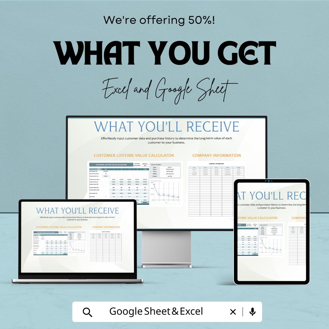Customer Lifetime Value (CLV) Calculator Sheet | Post-Sale Tracker for Excel & Google Sheets | CLV Financial Calculator Template