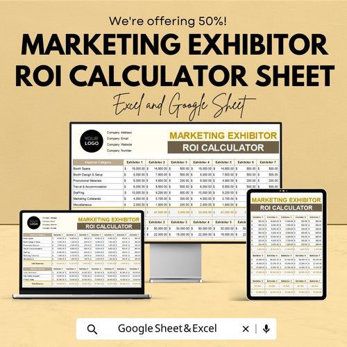 Marketing Exhibitor ROI Calculator Sheet | Excel & Google Sheets Template for Event ROI Analysis