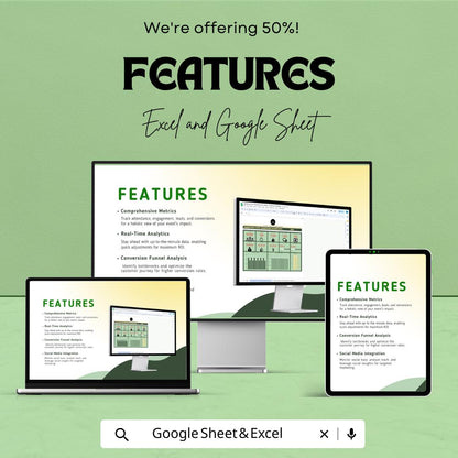 Marketing Event ROI & Metrics Dashboard Template | Event Marketing Tracker | KPI and Analytics Spreadsheet | Event Performance Dashboard