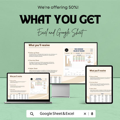Post Interview Follow Up Tracker HR Template | Candidate Tracking Spreadsheet | Recruitment Dashboard | Hiring Follow Up Log