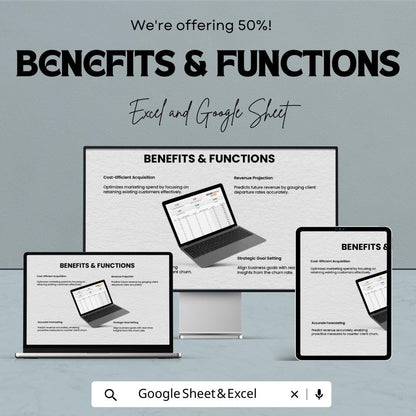 Sales Client Churn Rate Calculator Template | Excel & Google Sheets | Customer Churn Analysis Spreadsheet | Retention Tracker