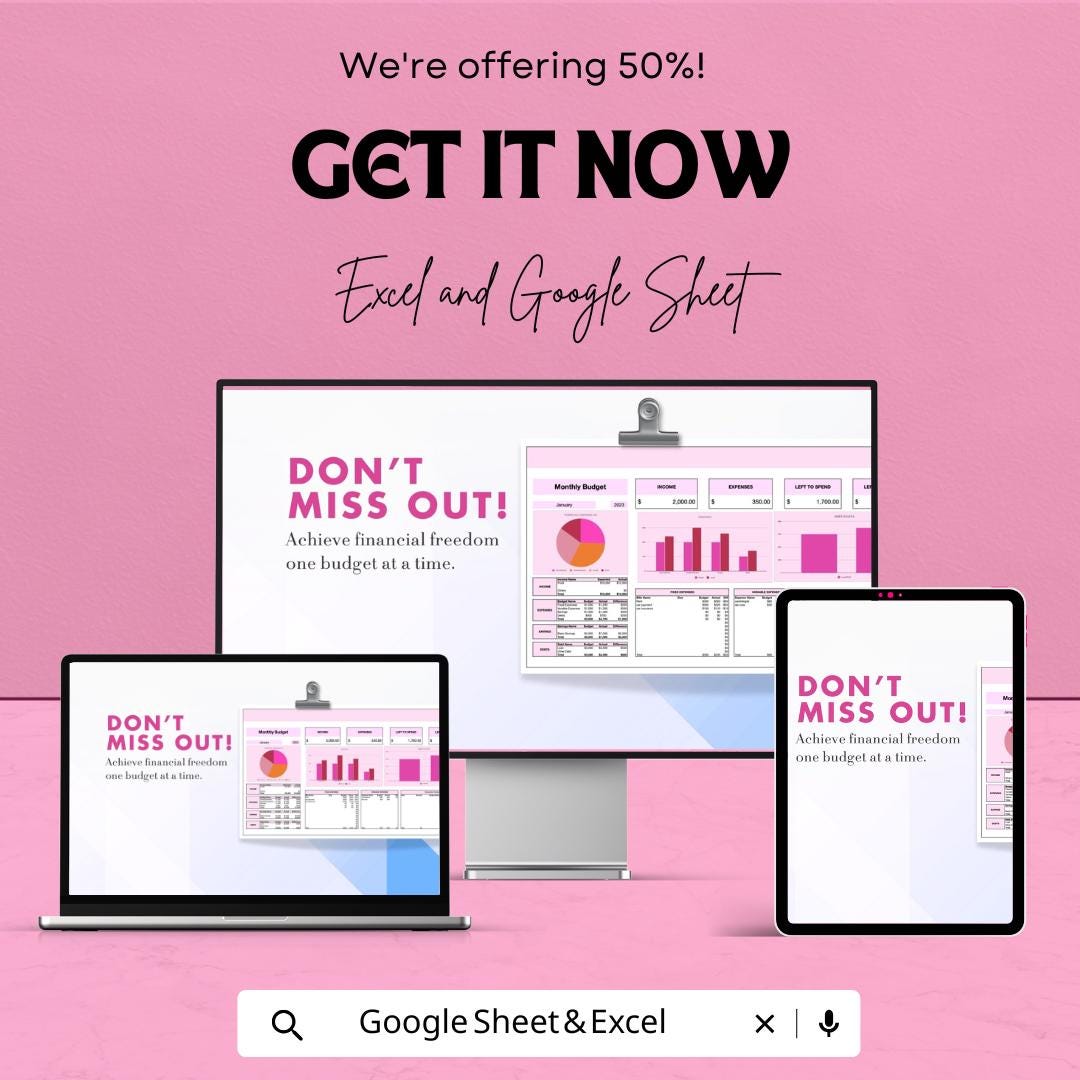 Monthly Budget Planner Sheet | Expense Tracker Template | Excel & Google Sheets | Financial Planning Tracker | Budget Spreadsheet for 2023