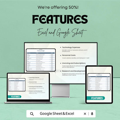 IT Startup Budget Template Excel | Startup Financial Planning Spreadsheet | Tech Business Budget Tracker | Expense & Cost Planning