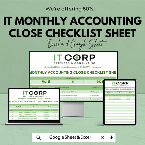 IT Monthly Accounting Close Checklist Template | Month-End Close Checklist | Accounting Task Tracker | Finance Close Process Sheet