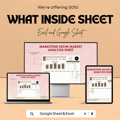Marketing Niche Market Analysis Sheet | Excel and Google Sheets Template for Market Research | Track & Analyze Business Performance