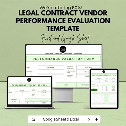 Vendor Performance Evaluation Template  | Contract Management Tracker | Supplier Scorecard | Vendor Assessment
