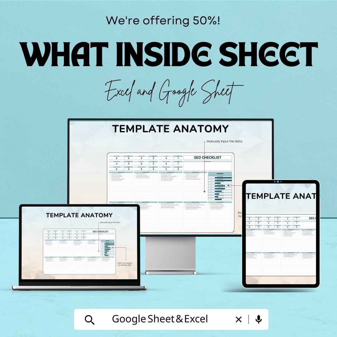Checklist Template - Google Sheet - Website SEO Planner - SEO Strategy Template - Improve Website Ranking - Easy-to-Use SEO Tracker