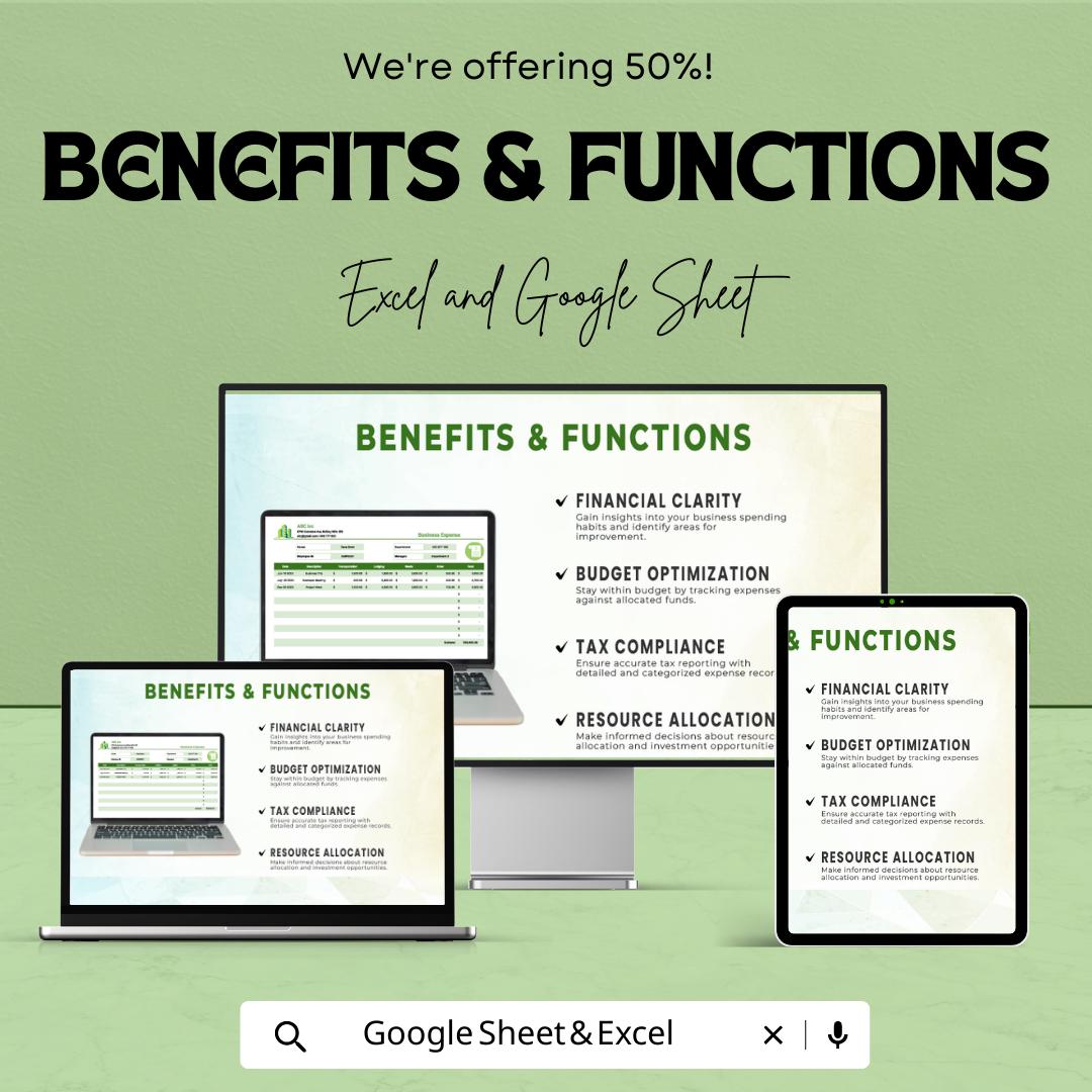 Business Expense Sheet Template | Excel and Google Sheets Expense Tracker | Small Business Budget Spreadsheet | Income and Expense Log
