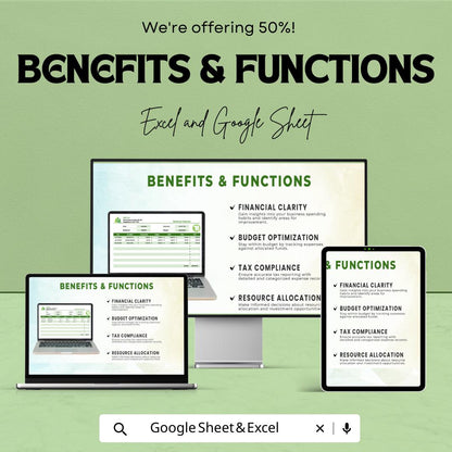 Business Expense Sheet Template | Excel and Google Sheets Expense Tracker | Small Business Budget Spreadsheet | Income and Expense Log