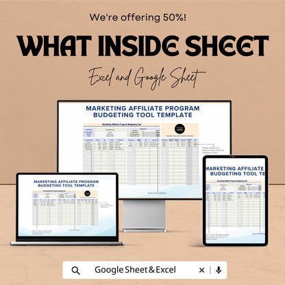 Marketing Affiliate Budget Template, Affiliate Program Tracker, Excel & Google Sheets Marketing Budget Tool, Affiliate Expense Planner