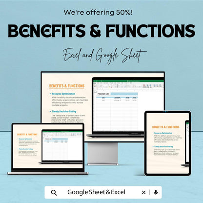 Project Tracking Template | Project Management Spreadsheet | Task Tracker and Project List | Excel & Google Sheets Planner