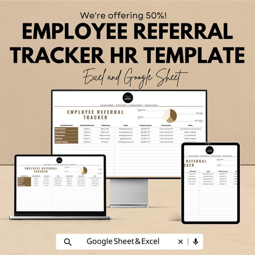 Employee Referral Tracker HR Template | Excel & Google Sheets | Employee Referral Program Tracker | Hiring and Recruitment Tracking Tool