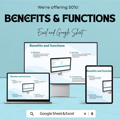 Weekly Timesheet Template | Employee Timesheet | Work Hours Tracker | Timesheet Excel & Google Sheets | Weekly Work Log | Payroll Timesheet