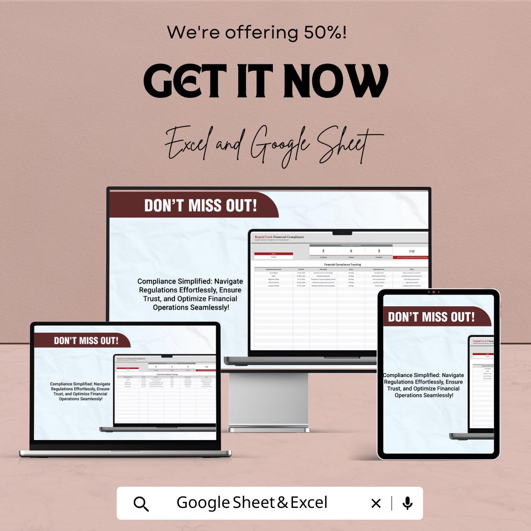 Financial Compliance Tracking Template | Excel and Google Sheets | Compliance Log, Audit Tracker, Risk Management, Finance Spreadsheet