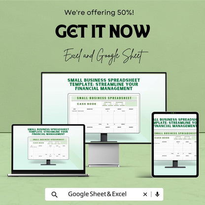 Small Business Spreadsheet Template | Cash Book for Income and Expenses | Excel & Google Sheets | Business Tracker | Digital Download