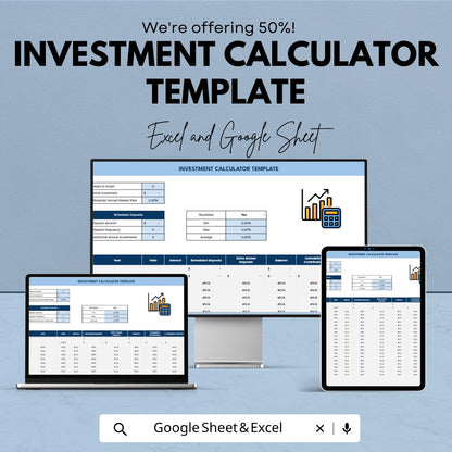 Investment Calculator Template | Compound Interest Spreadsheet | ROI & Savings Planner | Investment Tracker | Wealth Planner Tool