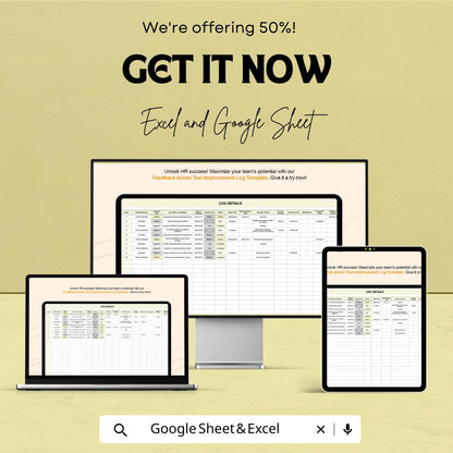 Feedback Driven Test Improvement Log HR Template, Excel & Google Sheets, Employee Performance Tracker, QA Feedback Log Spreadsheet