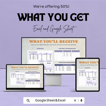 E-Commerce Sales Tracking Template | Sales Tracker Spreadsheet | Monthly and Annual Revenue Tracker | Business Finance Template