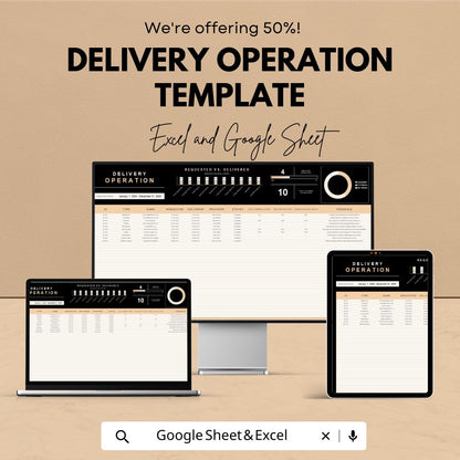 Delivery Operation Template, Delivery Tracker Spreadsheet, Logistics Management Sheet, Order and Route Tracker, Excel & Google Sheets