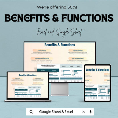 DIY Renovation Budget Template | Home Renovation Budget Spreadsheet | Excel & Google Sheets Remodel Planner | Project Cost Tracker