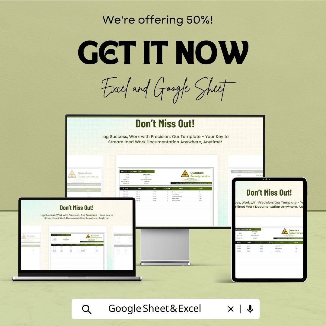 Work From Home Log Book Template | Remote Work Log Tracker | Daily Work Log Spreadsheet |  Work Tracker | Productivity Log Book
