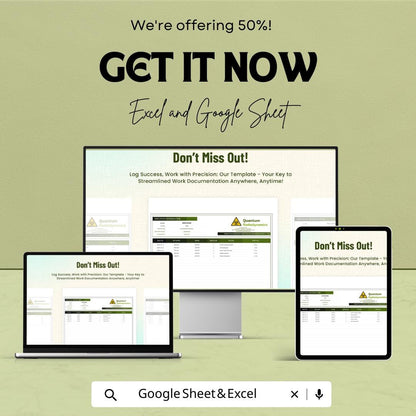 Work From Home Log Book Template | Remote Work Log Tracker | Daily Work Log Spreadsheet |  Work Tracker | Productivity Log Book