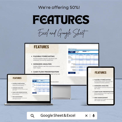 Uneven Cash Flow Template Excel & Google Sheets | Cash Flow Forecast Spreadsheet | Financial Planning Tracker | Business Budget Planner