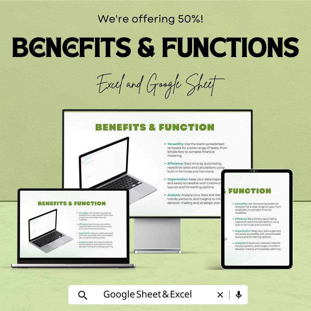 Blank Spreadsheet Template | Excel and Google Sheets | Customizable Accounting Sheet | Business Finance Tracker | Editable Data Sheet