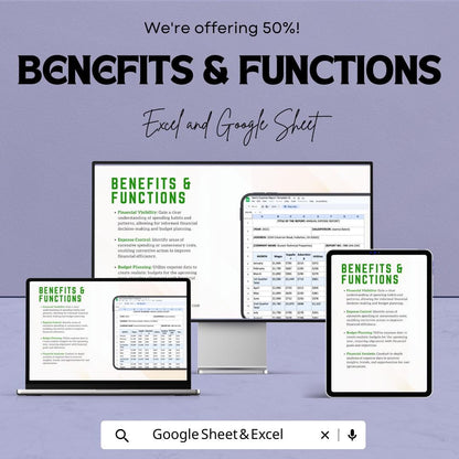 Yearly Expense Report Template | Annual Budget Tracker | Financial Report Template | Income & Spending Planner