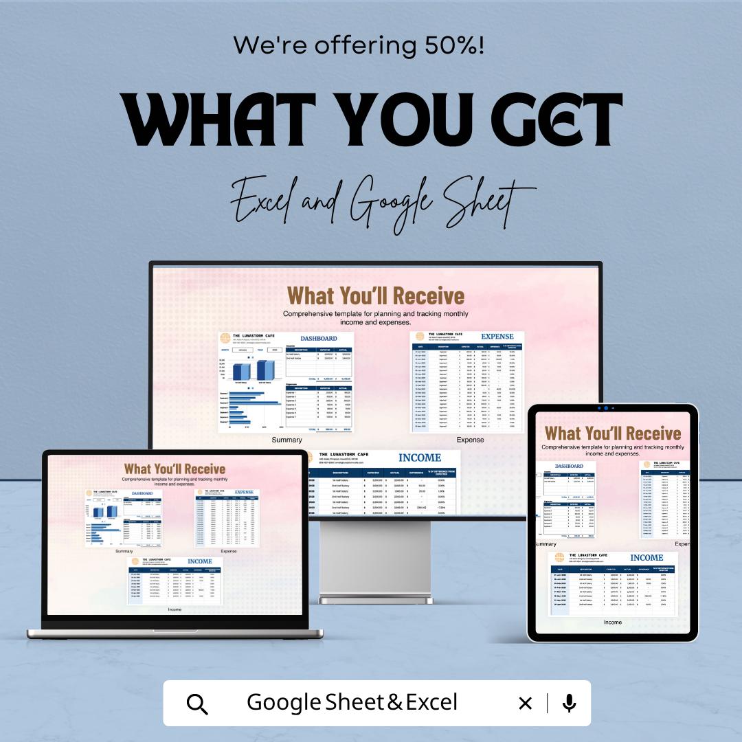 Monthly Budget Planner Template | Budget Spreadsheet | Finance Tracker | Income Expense Tracker | Monthly Budget Dashboard