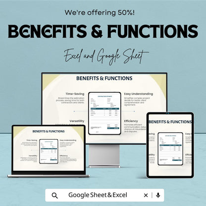 Simple Contractor Estimate Template | Editable Construction Quote Form | Service Cost Breakdown | Work Estimate Sheet