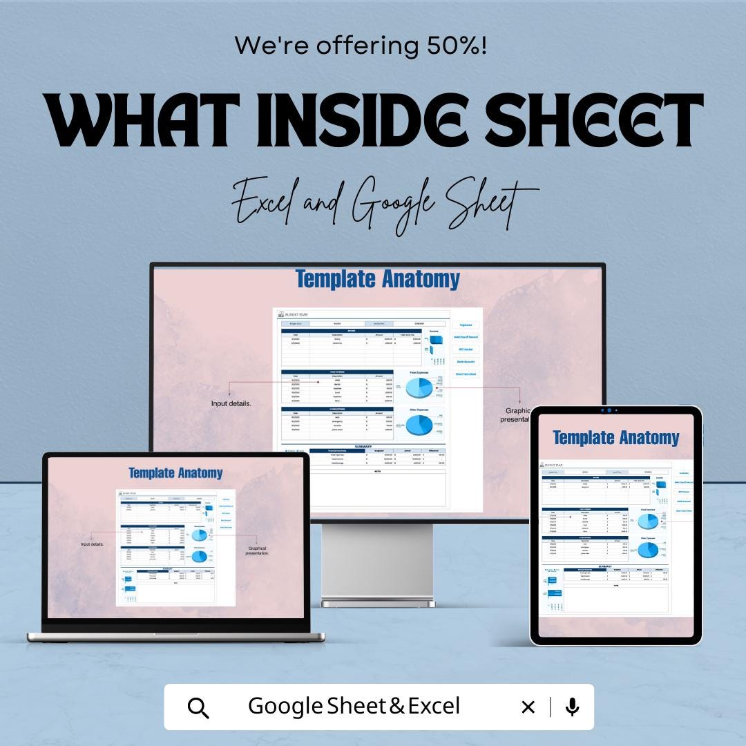 Basic Budget Planner Template  | Personal Finance Tracker | Monthly Budget Spreadsheet | Expense & Income Tracker