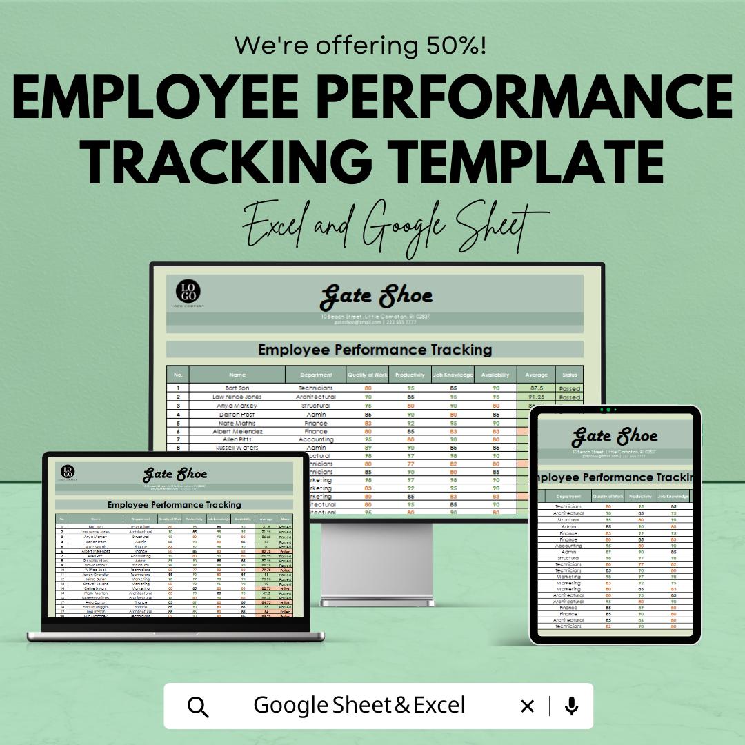 Employee Performance Tracker Template | Staff Performance Review Spreadsheet | HR Performance Evaluation Sheet |  Employee Tracker