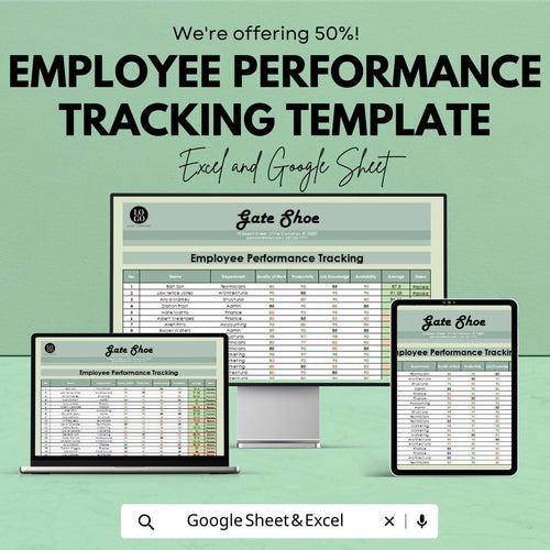 Employee Performance Tracker Template | Staff Performance Review Spreadsheet | HR Performance Evaluation Sheet |  Employee Tracker