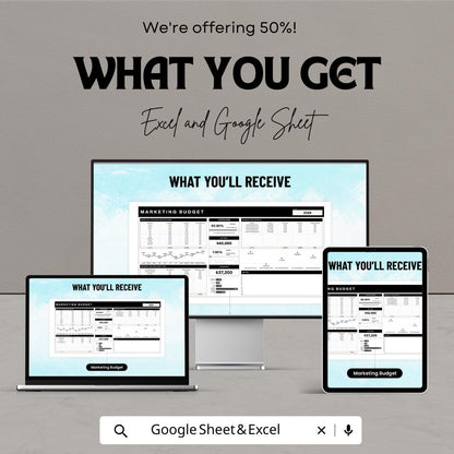 E-commerce Marketing Budget Template | Marketing Budget Planner | Marketing Expense Tracker | Excel & Google Sheets Template |