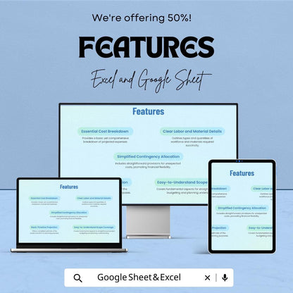 Simple Estimate Sheet for Excel and Google Sheets | Easy-to-Use Cost Estimation Template for Projects | Instant Downloadable Template