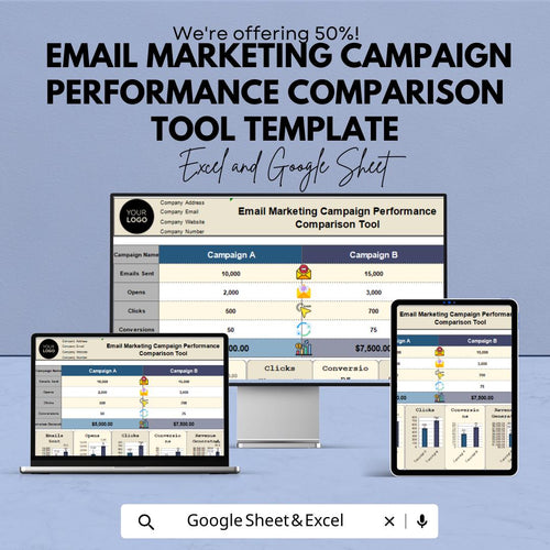 Email Marketing Campaign Performance Comparison Tool Template | Email KPI Dashboard | Campaign Comparison Report