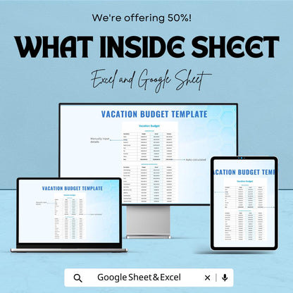 Vacation Budget Sheet | Travel Expense Tracker | Google Sheet & Excel | Trip Planner for Family, Solo, or Group Travel Budgeting