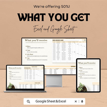 Business Expense Tracker Template, Monthly Expense Spreadsheet, Small Business Budget, Google Sheets & Excel Expense Log