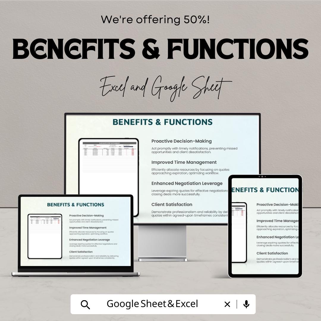 Sales Quote Expiry Date Tracker Template | Excel & Google Sheet | Quote Expiration Tracker | Sales Management Sheet | Quote Monitoring Tool