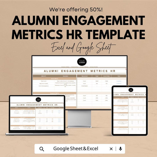 Alumni Engagement Metrics HR Template | Excel & Google Sheets | Alumni Tracking Dashboard | HR Analytics Spreadsheet