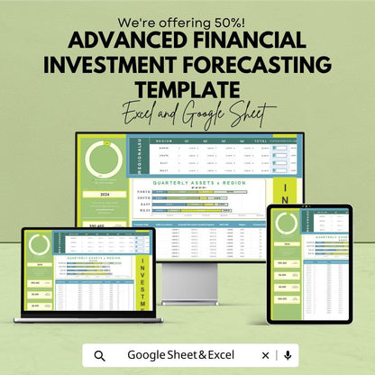 Advanced Financial Investment Forecasting Template | Business Budget Planner | Financial Projection Dashboard | Excel & Google Sheets