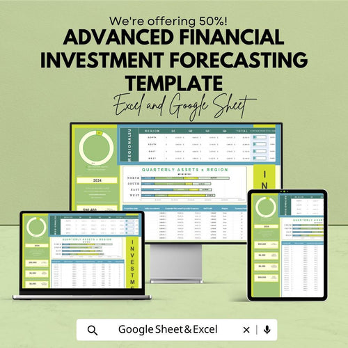 Advanced Financial Investment Forecasting Template | Business Budget Planner | Financial Projection Dashboard | Excel & Google Sheets