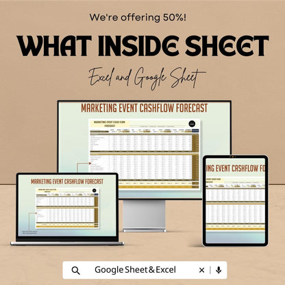 Marketing Event Cash Flow Forecast Template , Event Budget Planner Spreadsheet, Marketing Budget Tracker, Cash Flow Planner