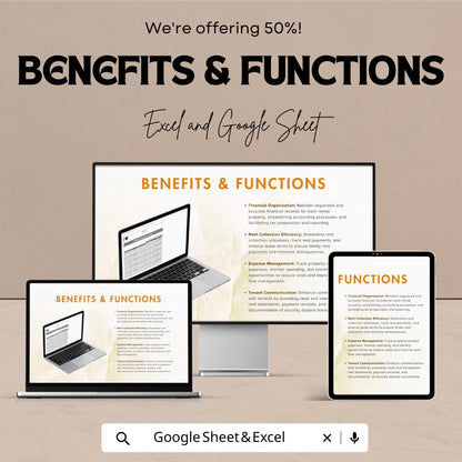 Blank Rental Ledger Sheet | Property Income Tracker | Excel & Google Sheet | Printable Landlord Finance Template | Rental Record Log