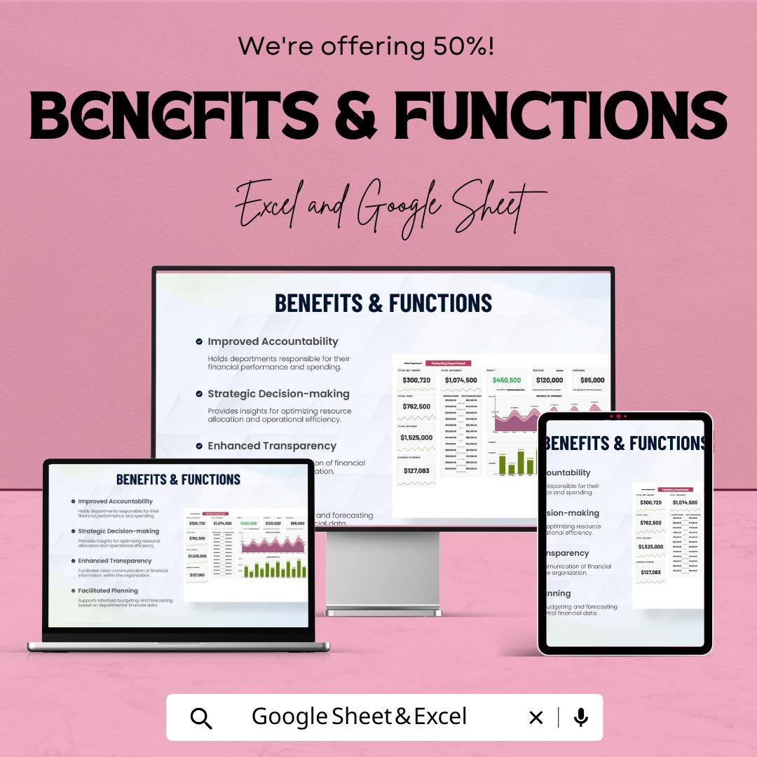Departmental Financial Report Sheet | Google Sheets | Budget Tracking | Departmental Analysis | Financial Planning | Budget Management