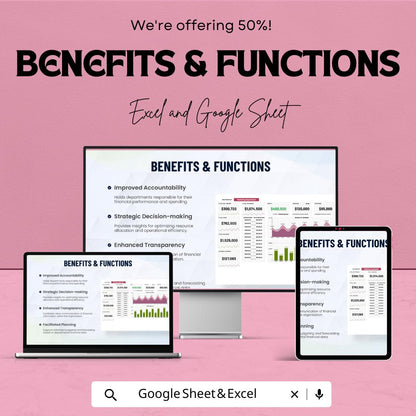 Departmental Financial Report Sheet | Google Sheets | Budget Tracking | Departmental Analysis | Financial Planning | Budget Management