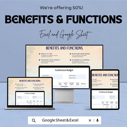 Small Conference Budget Template | Event Budget Spreadsheet | Conference Expense Tracker | Excel & Google Sheets | Event Planning Cost Sheet