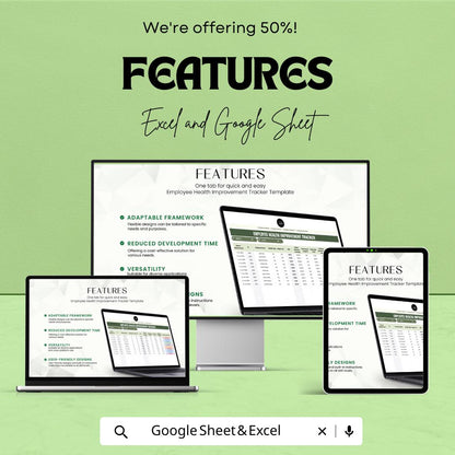 Employee Health Improvement Tracker Template | Employee Wellness Tracker Excel & Google Sheets | Workplace Health Monitoring Spreadsheet