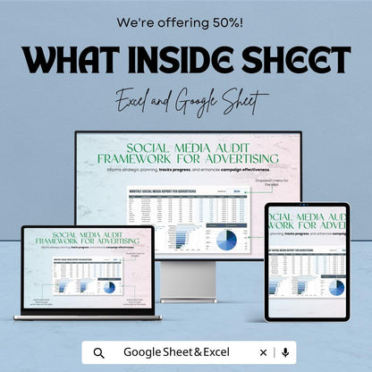 Monthly Social Media Report Template | Social Media Analytics Tracker | Marketing Performance Dashboard | Advertising Report Tracker